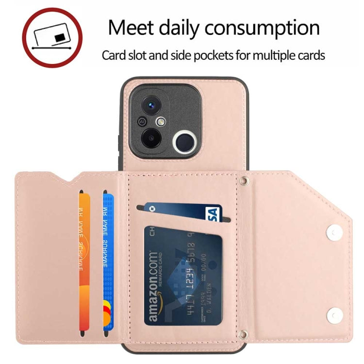 For Xiaomi Redmi 12C / 11A Skin Feel PU + TPU + PC Card Slots Phone Case(Rose Gold) - Xiaomi Cases by PMC TechLife | Online Shopping South Africa | PMC TechLife | Buy Now Pay Later Mobicred