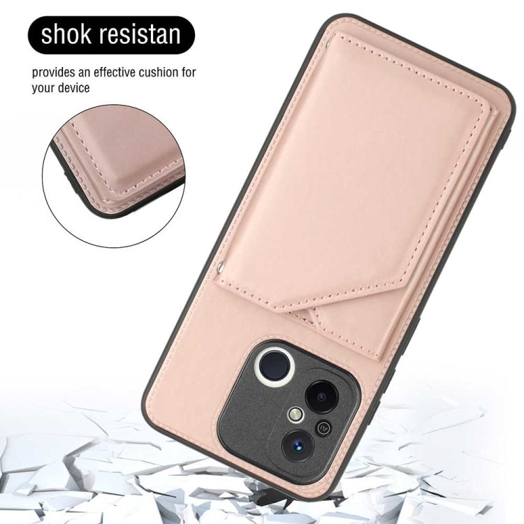 For Xiaomi Redmi 12C / 11A Skin Feel PU + TPU + PC Card Slots Phone Case(Rose Gold) - Xiaomi Cases by PMC TechLife | Online Shopping South Africa | PMC TechLife | Buy Now Pay Later Mobicred