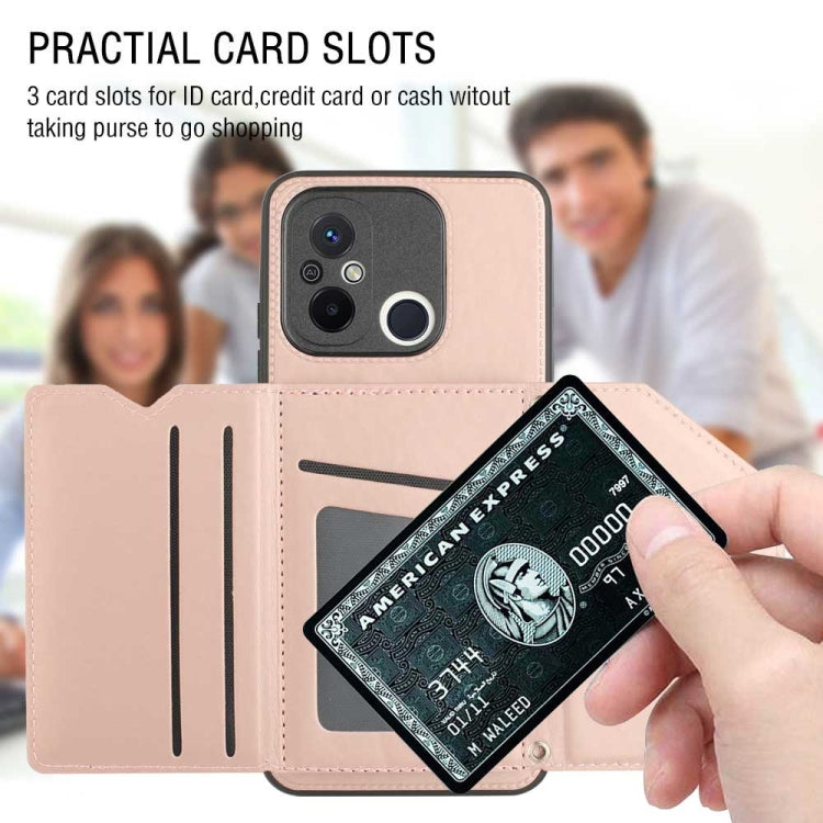 For Xiaomi Redmi 12C / 11A Skin Feel PU + TPU + PC Card Slots Phone Case(Rose Gold) - Xiaomi Cases by PMC TechLife | Online Shopping South Africa | PMC TechLife | Buy Now Pay Later Mobicred