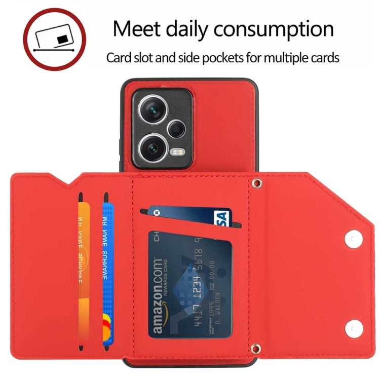 For Xiaomi Redmi Note 12 Pro 5G Skin Feel PU + TPU + PC Card Slots Phone Case(Red)