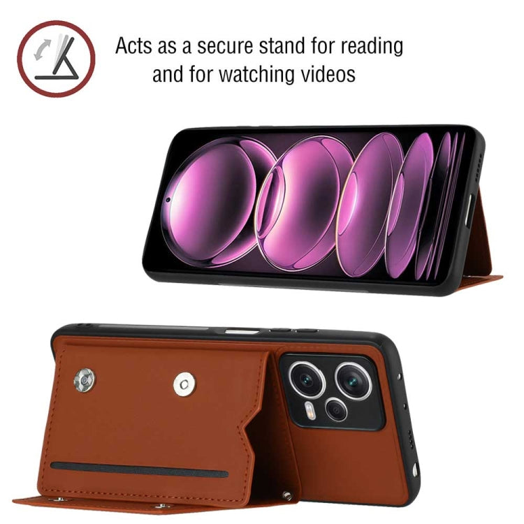 For Xiaomi Redmi Note 12 Pro+ 5G Global Skin Feel PU + TPU + PC Card Slots Phone Case(Brown) - Xiaomi Cases by PMC TechLife | Online Shopping South Africa | PMC TechLife | Buy Now Pay Later Mobicred