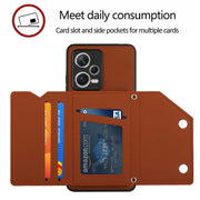 For Xiaomi Redmi Note 12 Pro+ 5G Global Skin Feel PU + TPU + PC Card Slots Phone Case(Brown)