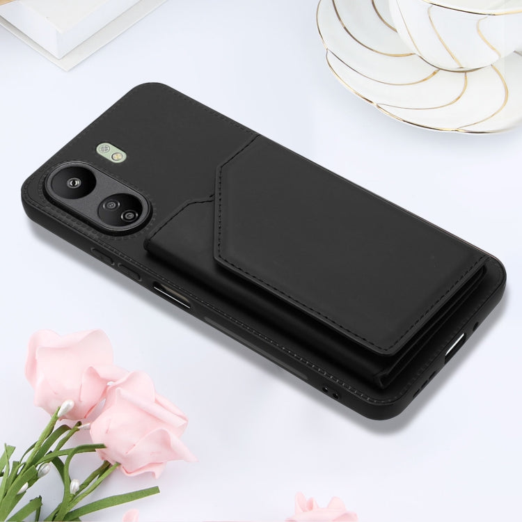 For Xiaomi Redmi 13C 4G / Poco C65 Skin Feel PU + TPU + PC Card Slots Phone Case(Black) - 13C Cases by PMC TechLife | Online Shopping South Africa | PMC TechLife | Buy Now Pay Later Mobicred