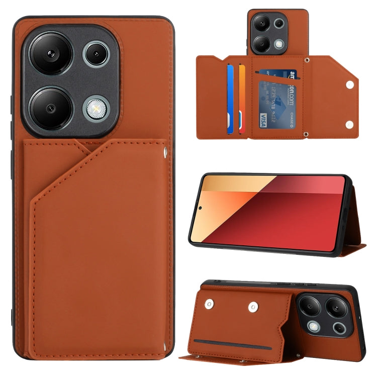 For Xiaomi Redmi Note 13 Pro 4G Global Skin Feel PU + TPU + PC Card Slots Phone Case(Brown) - Note 13 Cases by PMC TechLife | Online Shopping South Africa | PMC TechLife | Buy Now Pay Later Mobicred