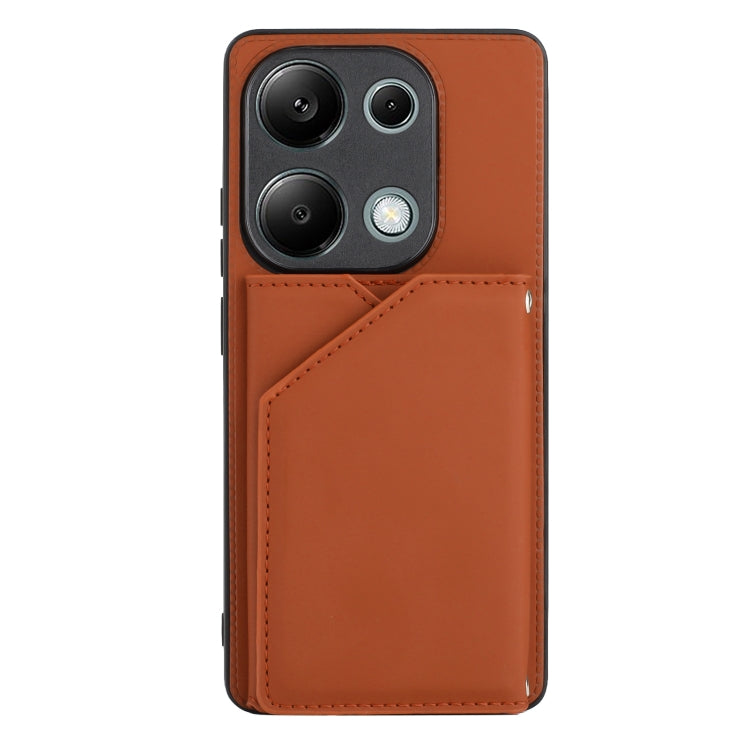 For Xiaomi Redmi Note 13 Pro 4G Global Skin Feel PU + TPU + PC Card Slots Phone Case(Brown) - Note 13 Cases by PMC TechLife | Online Shopping South Africa | PMC TechLife | Buy Now Pay Later Mobicred