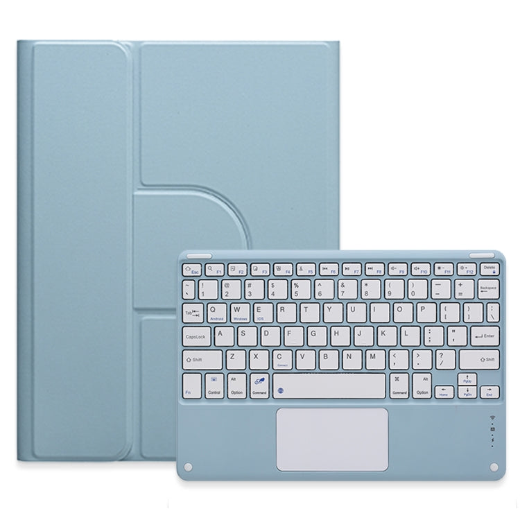 For iPad 10.2 2021 / Air 2019 Square Button 360 Degree Rotatable Bluetooth Keyboard Leather Case with Touchpad(Mist Blue) - free shipping - PMC TechLife - Order now!