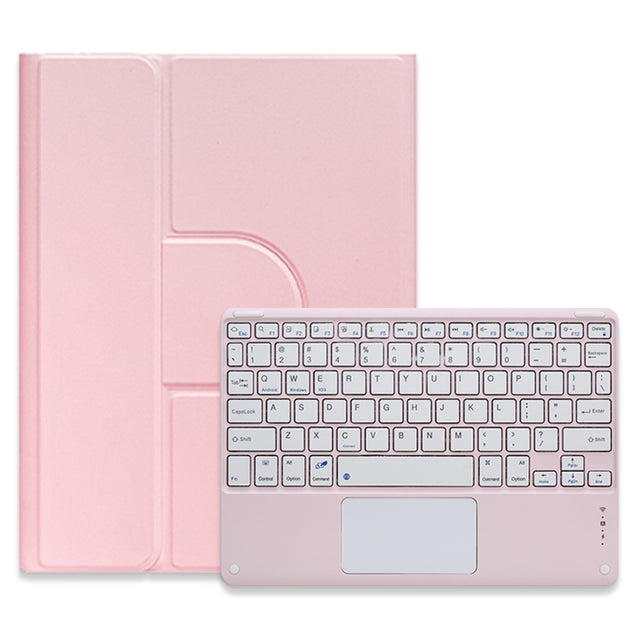 For iPad 10.2 2021 / Air 2019 Square Button 360 Degree Rotatable Bluetooth Keyboard Leather Case with Touchpad(Pink)