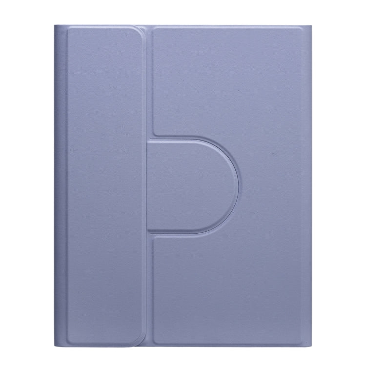 For iPad Air 2022 / iPad Pro 11 2021 Square Button 360 Degree Rotatable Bluetooth Keyboard Leather Case with Touchpad(Lavender Purple)