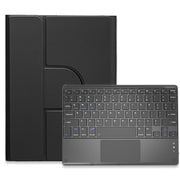 For iPad Air 2022 / iPad Pro 11 2021 Square Button 360 Degree Rotatable Bluetooth Keyboard Leather Case with Touchpad(Black)