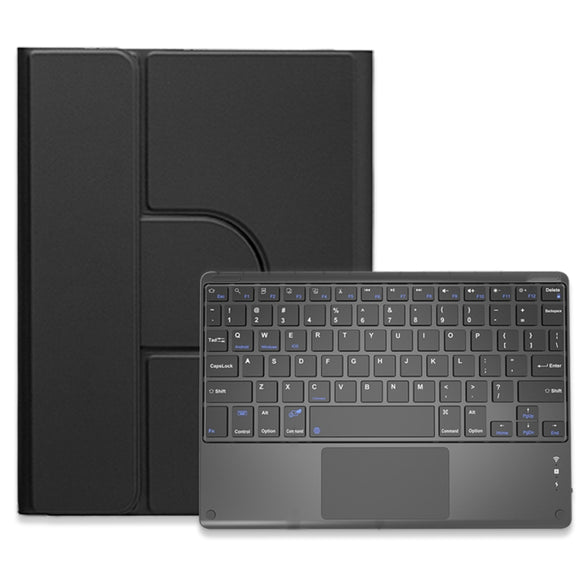 For iPad Air 2022 / iPad Pro 11 2021 Square Button 360 Degree Rotatable Bluetooth Keyboard Leather Case with Touchpad(Black)