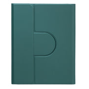 For iPad 10th Gen 10.9 2022 Square Button 360 Degree Rotatable Bluetooth Keyboard Leather Case with Touchpad(Dark Green)