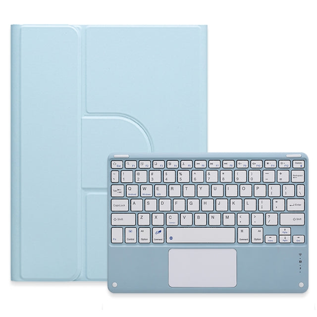 For iPad 10th Gen 10.9 2022 Square Button 360 Degree Rotatable Bluetooth Keyboard Leather Case with Touchpad(Sky Blue)