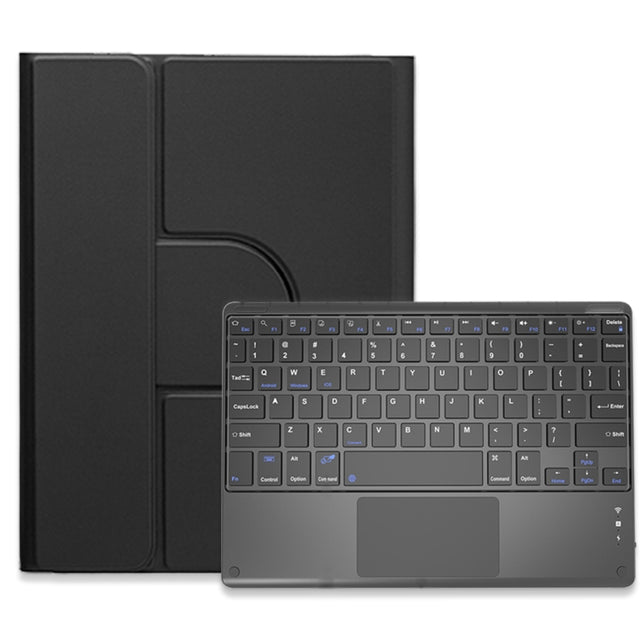 For iPad 10th Gen 10.9 2022 Square Button 360 Degree Rotatable Bluetooth Keyboard Leather Case with Touchpad(Black)