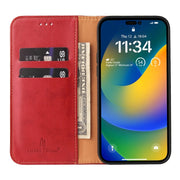 For iPhone 15 Pro Max Fierre Shann PU Genuine Leather Texture Phone Case(Red)
