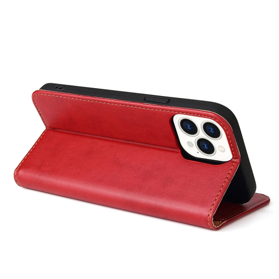 For iPhone 15 Pro Max Fierre Shann PU Genuine Leather Texture Phone Case(Red)