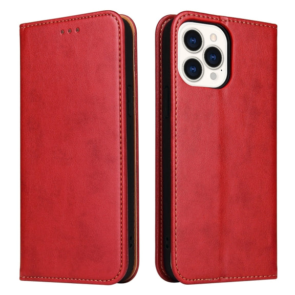For iPhone 15 Pro Max Fierre Shann PU Genuine Leather Texture Phone Case(Red)