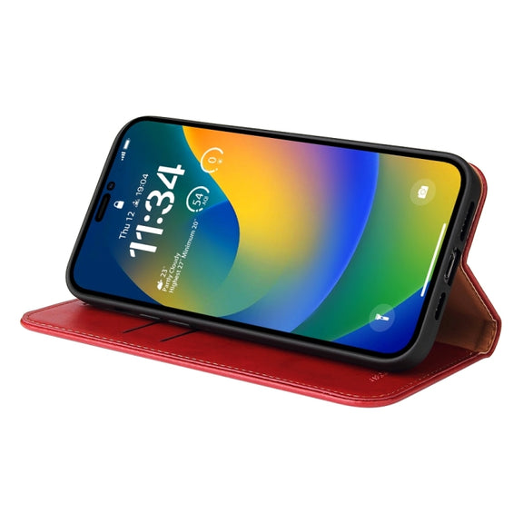 For iPhone 15 Pro Max Fierre Shann PU Genuine Leather Texture Phone Case(Red)