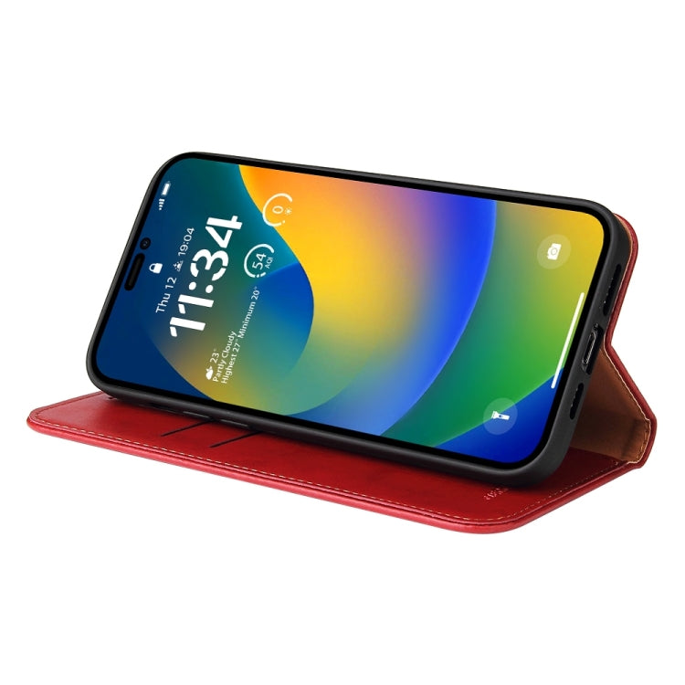 For iPhone 15 Pro Max Fierre Shann PU Genuine Leather Texture Phone Case(Red)