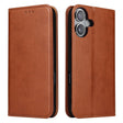 For iPhone 16 Fierre Shann PU Genuine Leather Texture Phone Case(Brown) - iPhone 16 Cases by FIERRE SHANN | Online Shopping South Africa | PMC TechLife | Buy Now Pay Later Mobicred