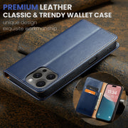 For iPhone 16 Pro Fierre Shann PU Genuine Leather Texture Phone Case(Blue)
