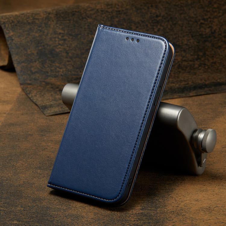 For iPhone 16e Fierre Shann PU Genuine Leather Texture Phone Case(Blue) - iPhone 16e Cases by FIERRE SHANN | Online Shopping South Africa | PMC TechLife | Buy Now Pay Later Mobicred