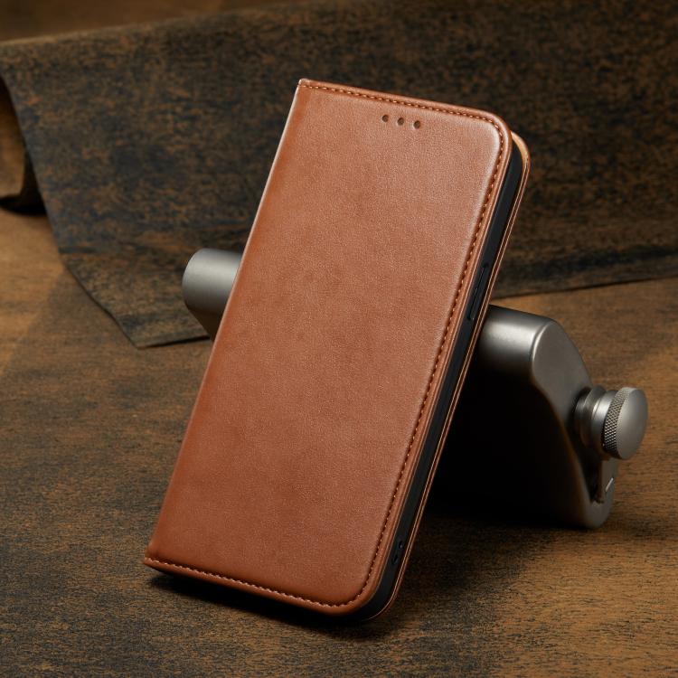 For iPhone 16e Fierre Shann PU Genuine Leather Texture Phone Case(Brown) - iPhone 16e Cases by FIERRE SHANN | Online Shopping South Africa | PMC TechLife | Buy Now Pay Later Mobicred