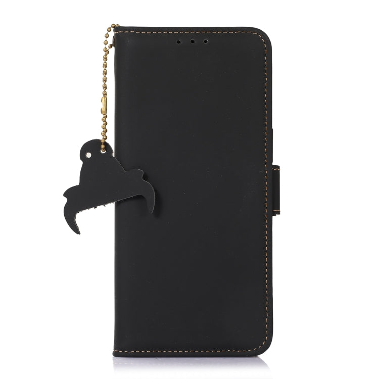 For Asus Zenfone 10 / Zenfone 9 Genuine Leather Magnetic RFID Leather Phone Case(Black) - ASUS Cases by PMC Jewellery | Online Shopping South Africa | PMC Jewellery | Buy Now Pay Later Mobicred