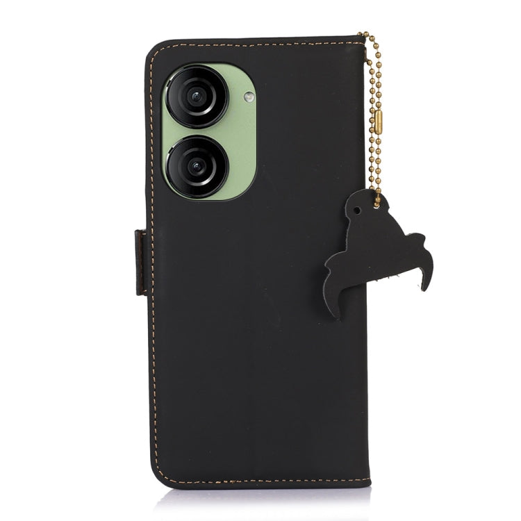 For Asus Zenfone 10 / Zenfone 9 Genuine Leather Magnetic RFID Leather Phone Case(Black) - ASUS Cases by PMC Jewellery | Online Shopping South Africa | PMC Jewellery | Buy Now Pay Later Mobicred