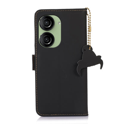 For Asus Zenfone 10 / Zenfone 9 Genuine Leather Magnetic RFID Leather Phone Case(Black) - ASUS Cases by PMC Jewellery | Online Shopping South Africa | PMC Jewellery | Buy Now Pay Later Mobicred
