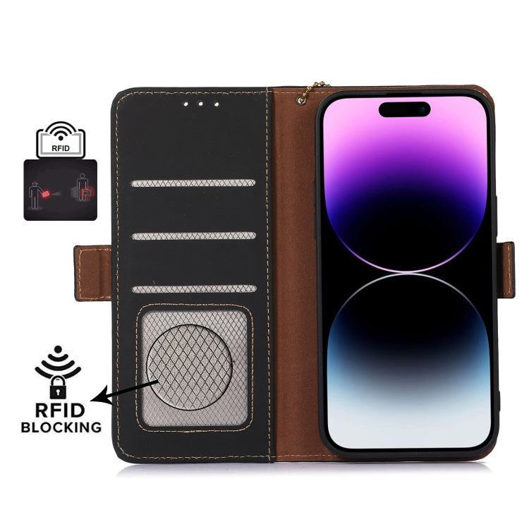 For Asus Zenfone 10 / Zenfone 9 Genuine Leather Magnetic RFID Leather Phone Case(Black) - ASUS Cases by PMC Jewellery | Online Shopping South Africa | PMC Jewellery | Buy Now Pay Later Mobicred