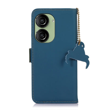 For Asus Zenfone 10 / Zenfone 9 Genuine Leather Magnetic RFID Leather Phone Case(Blue) - ASUS Cases by PMC Jewellery | Online Shopping South Africa | PMC Jewellery | Buy Now Pay Later Mobicred