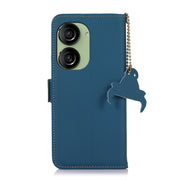 For Asus Zenfone 10 / Zenfone 9 Genuine Leather Magnetic RFID Leather Phone Case(Blue)