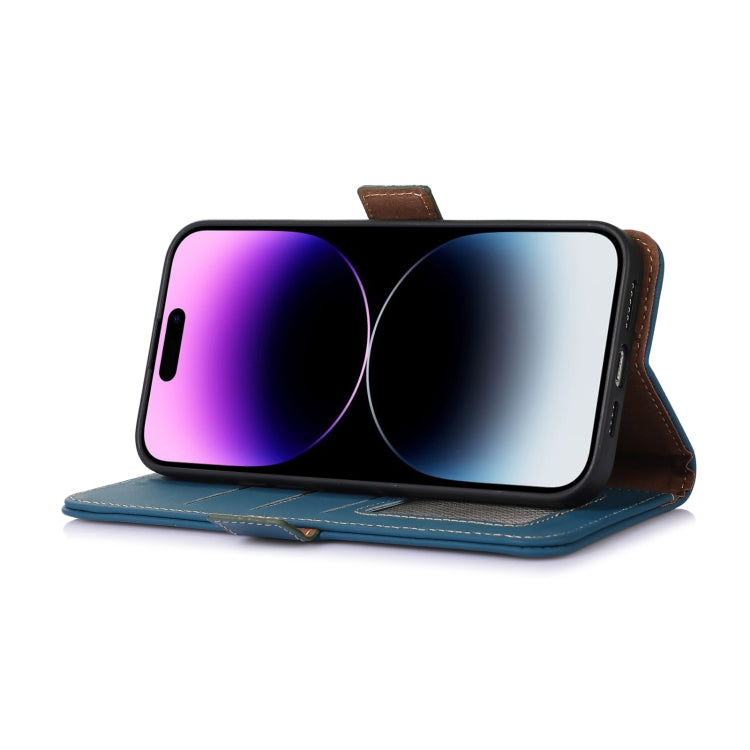 For Asus Zenfone 10 / Zenfone 9 Genuine Leather Magnetic RFID Leather Phone Case(Blue) - ASUS Cases by PMC Jewellery | Online Shopping South Africa | PMC Jewellery | Buy Now Pay Later Mobicred