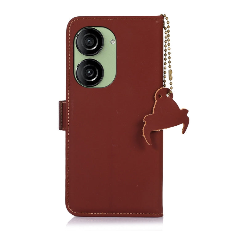For Asus Zenfone 10 / Zenfone 9 Genuine Leather Magnetic RFID Leather Phone Case(Coffee) - ASUS Cases by PMC Jewellery | Online Shopping South Africa | PMC Jewellery | Buy Now Pay Later Mobicred