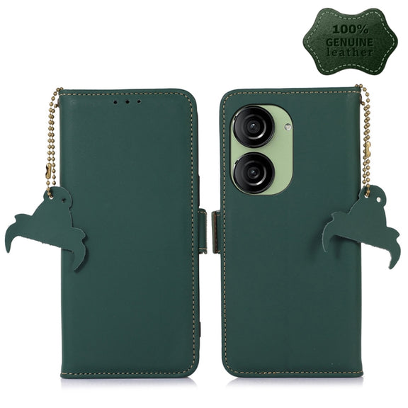 For Asus Zenfone 10 / Zenfone 9 Genuine Leather Magnetic RFID Leather Phone Case(Green)