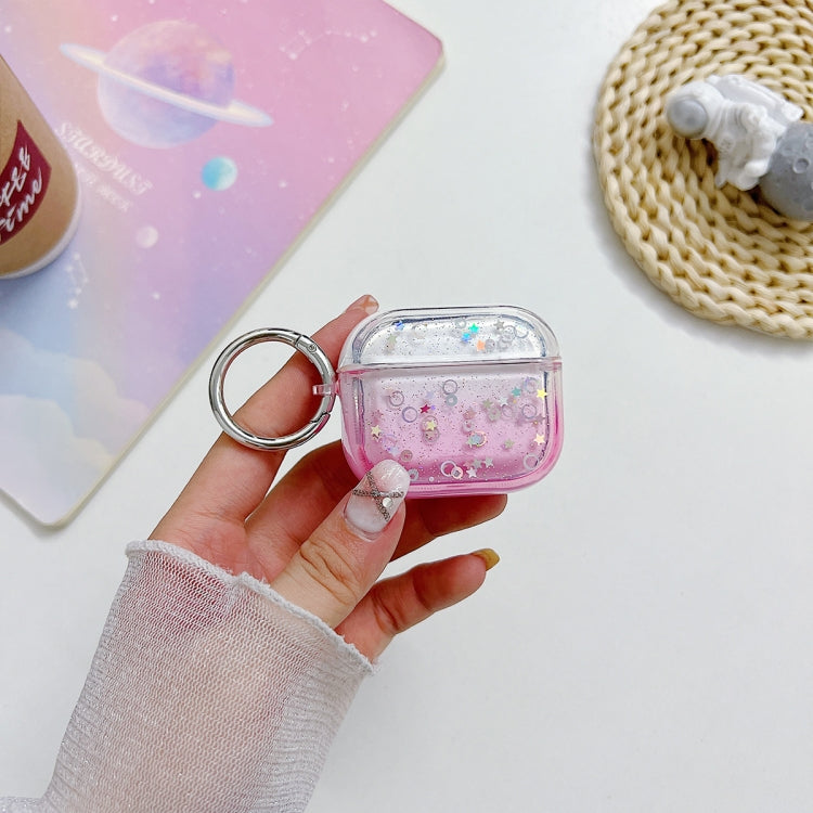 For AirPods Pro 2 Transparent Glitter Bluetooth Earphone Protective Case(Pink) - For AirPods Pro 2 by PMC TechLife | Online Shopping South Africa | PMC TechLife