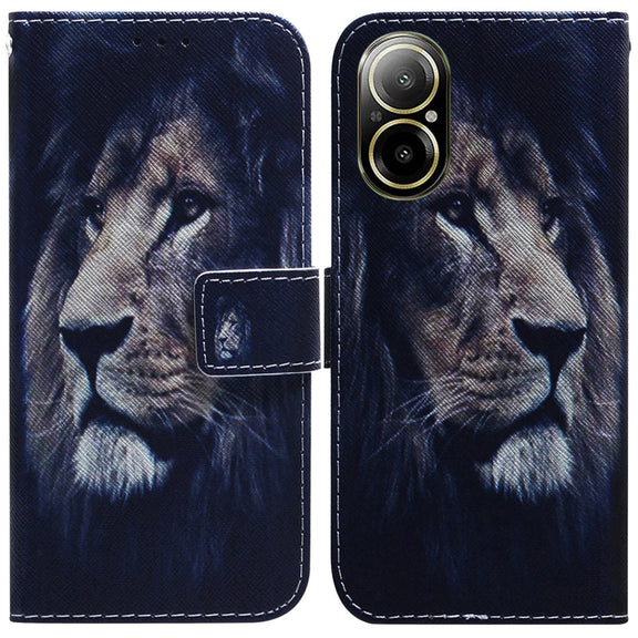 For Realme C67 4G Global Coloured Drawing Flip Leather Phone Case(Lion)