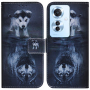 For OPPO Reno11 F Global Coloured Drawing Flip Leather Phone Case(Wolf and Dog)