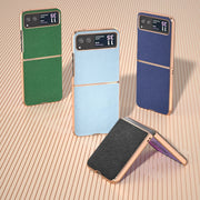 For Motorola Razr 40 Genuine Leather Mino Series Nano Plating Phone Case(Black)