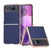 For Motorola Razr 40 Genuine Leather Mino Series Nano Plating Phone Case(Royal Blue)