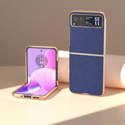 For Motorola Razr 40 Genuine Leather Mino Series Nano Plating Phone Case(Royal Blue)