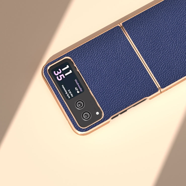 For Motorola Razr 40 Genuine Leather Mino Series Nano Plating Phone Case(Royal Blue) - Motorola Cases by PMC TechLife | Online Shopping South Africa | PMC TechLife | Buy Now Pay Later Mobicred