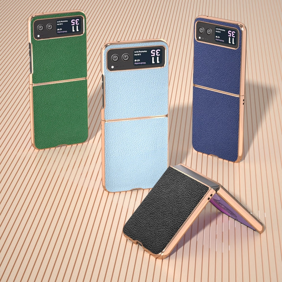 For Motorola Razr 40 Genuine Leather Mino Series Nano Plating Phone Case(Royal Blue)