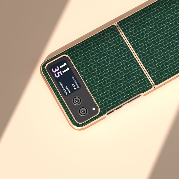 For Motorola Razr 40 Genuine Leather Luxury Series Nano Plating Phone Case(Dark Green)