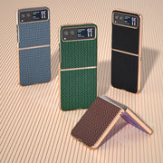 For Motorola Razr 40 Genuine Leather Luxury Series Nano Plating Phone Case(Dark Green)