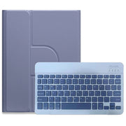 For iPad Air 2022 / iPad Pro 11 2021 Square Button 360 Degree Rotatable Bluetooth Keyboard Leather Case(Lavender Purple)