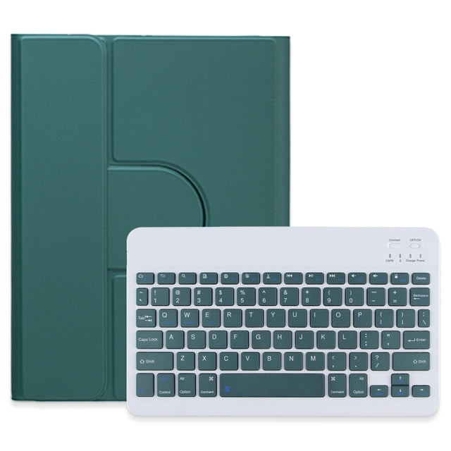 For iPad 10.2 2021 / Air 2019 Square Button 360 Degree Rotatable Bluetooth Keyboard Leather Case(Dark Green)