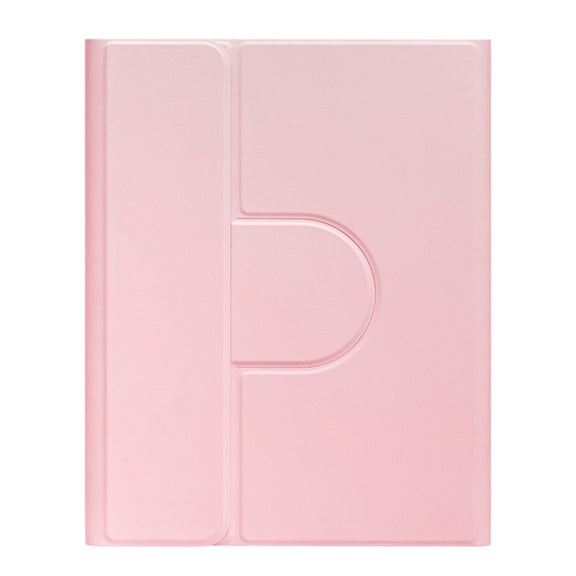 For iPad 10.2 2021 / Air 2019 Square Button 360 Degree Rotatable Bluetooth Keyboard Leather Case(Pink)