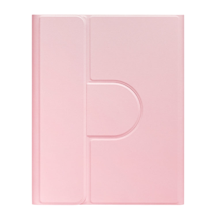 For iPad 10.2 2021 / Air 2019 Square Button 360 Degree Rotatable Bluetooth Keyboard Leather Case(Pink)