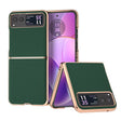 For Motorola Razr 40 Genuine Leather Silk Series Nano Plating Phone Case(Dark Green) - Motorola Cases by PMC TechLife | Online Shopping South Africa | PMC TechLife | Buy Now Pay Later Mobicred